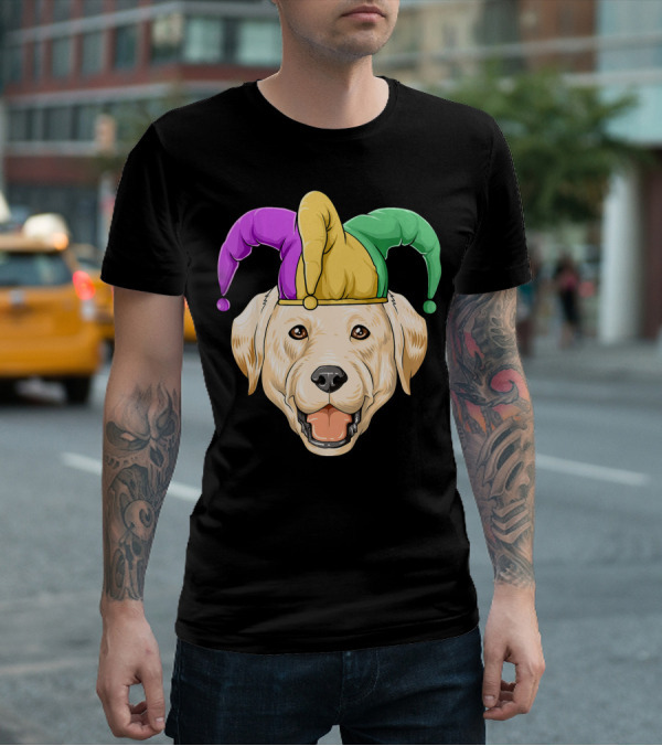 Mardi Gras Labrador In Jester Hat Carnival T-Shirt