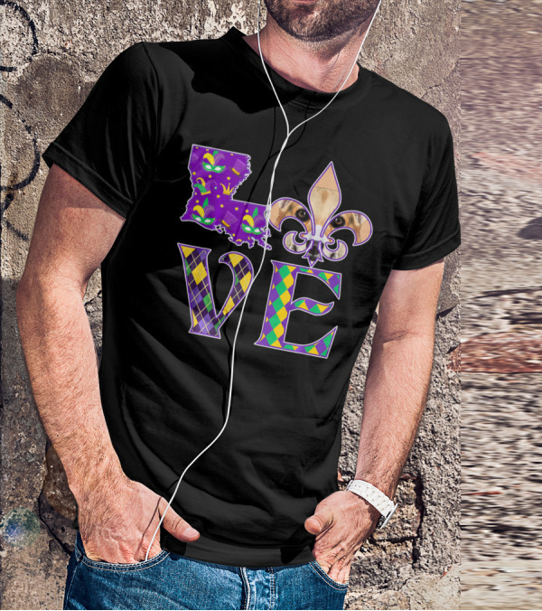 Louisiana Love Mardi Gras Corgi Fleur-de-Lis Mask T-Shirt