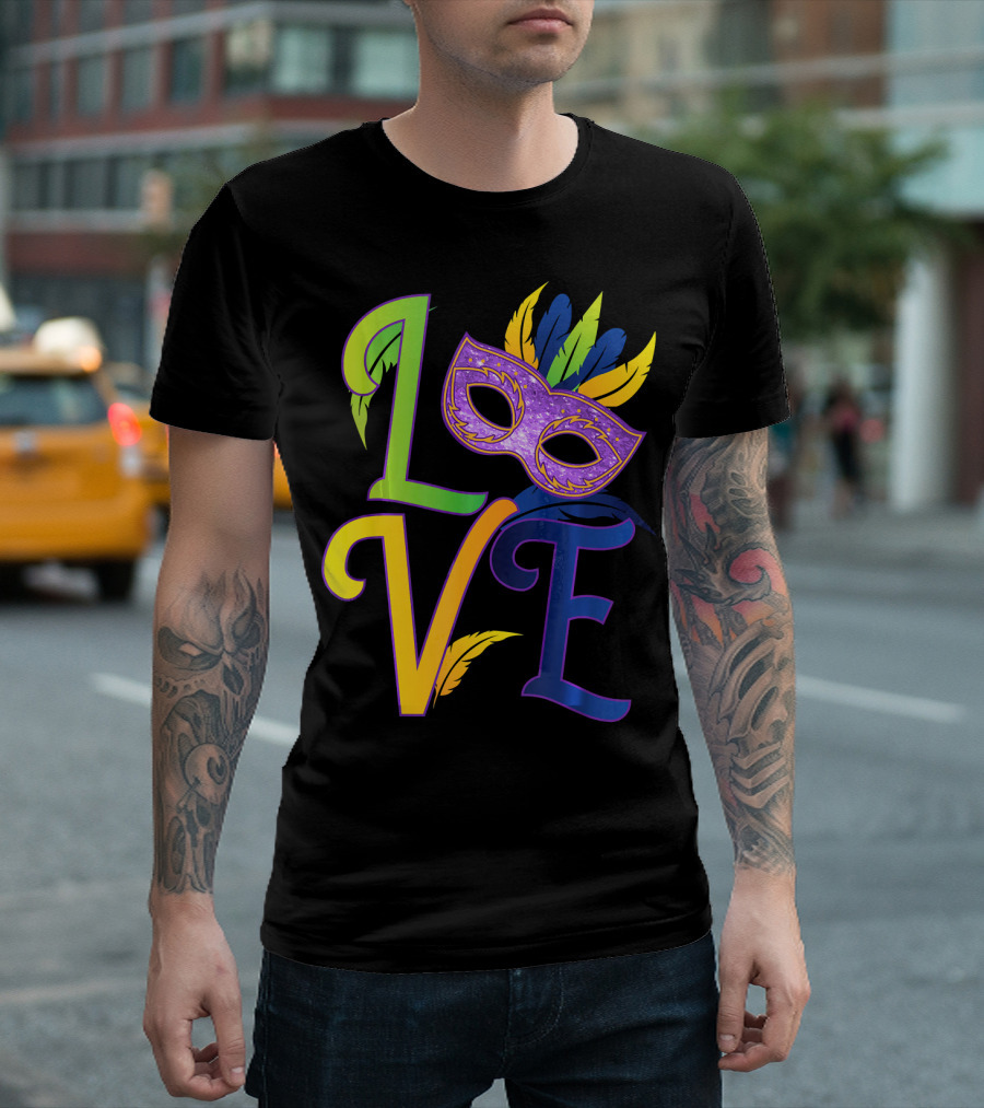 Love Mardi Gras Mask Honor New Orleans T-Shirt