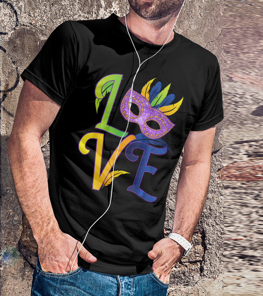 Love Mardi Gras Mask Honor New Orleans T-Shirt
