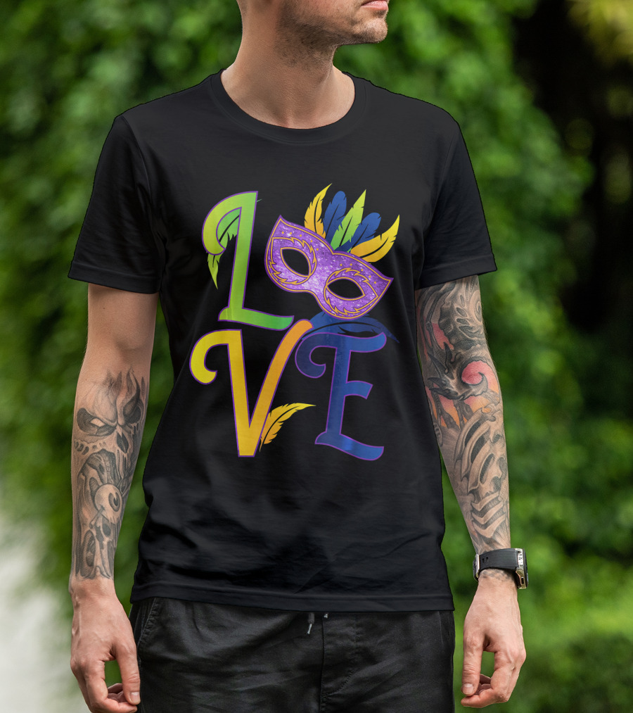 Love Mardi Gras Mask Honor New Orleans T-Shirt