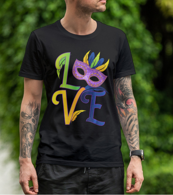 Love Mardi Gras Mask Honor New Orleans T-Shirt