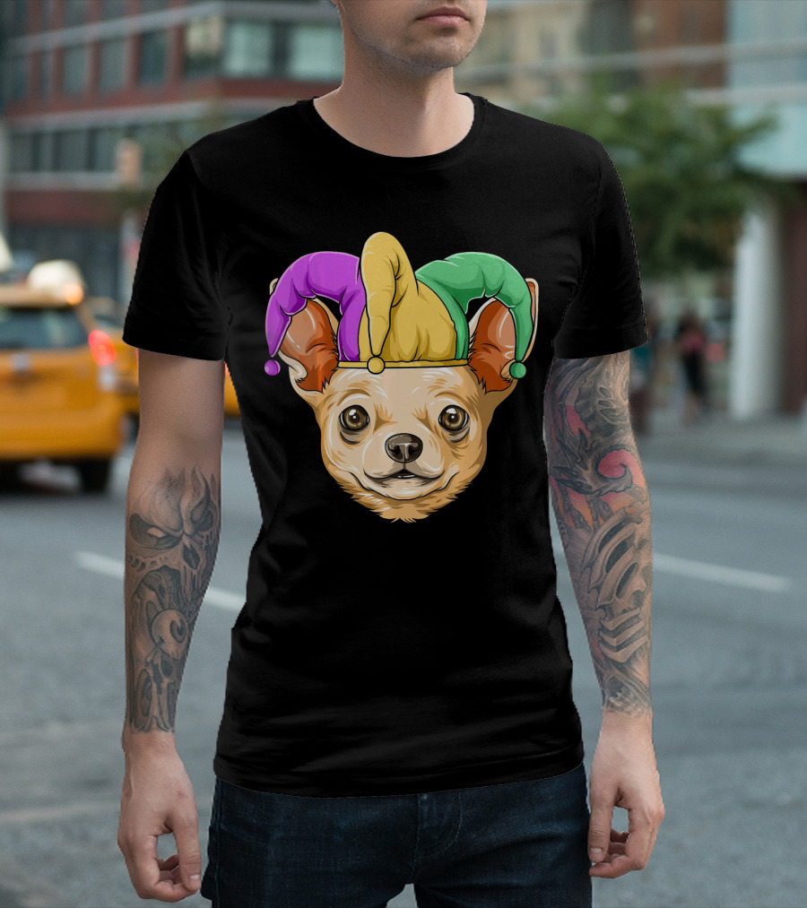 Mardi Gras Chihuahua Jester Hat Festival Carnival Dog T-Shirt
