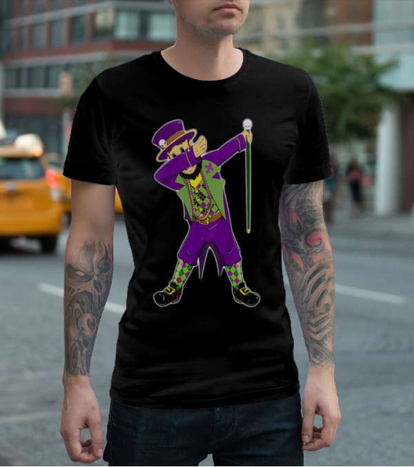 Kids Mardi Gras Jester Dabbing Colorful Costume T-Shirt