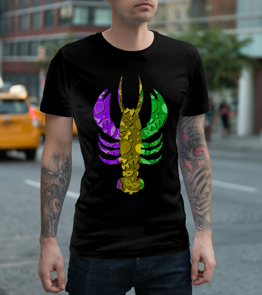 Crawfish Fleur De Lis Mardi Gras T-Shirt