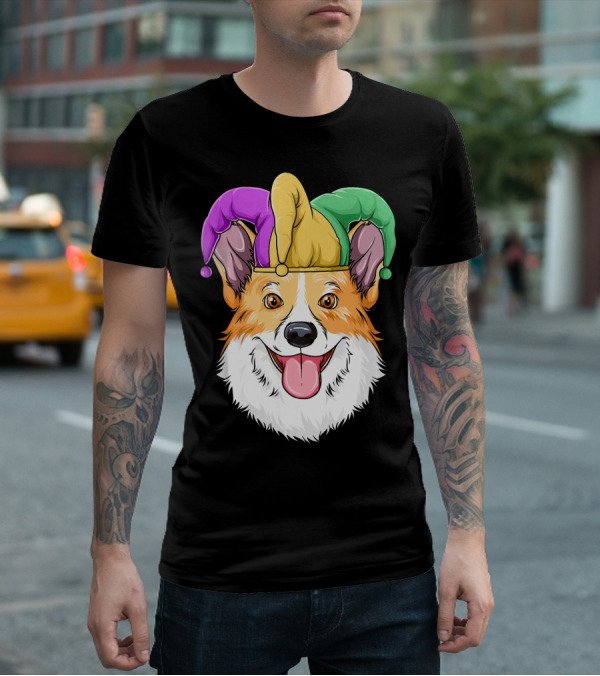 Mardi Gras Corgi Jester Hat Corgi Carnival T-Shirt