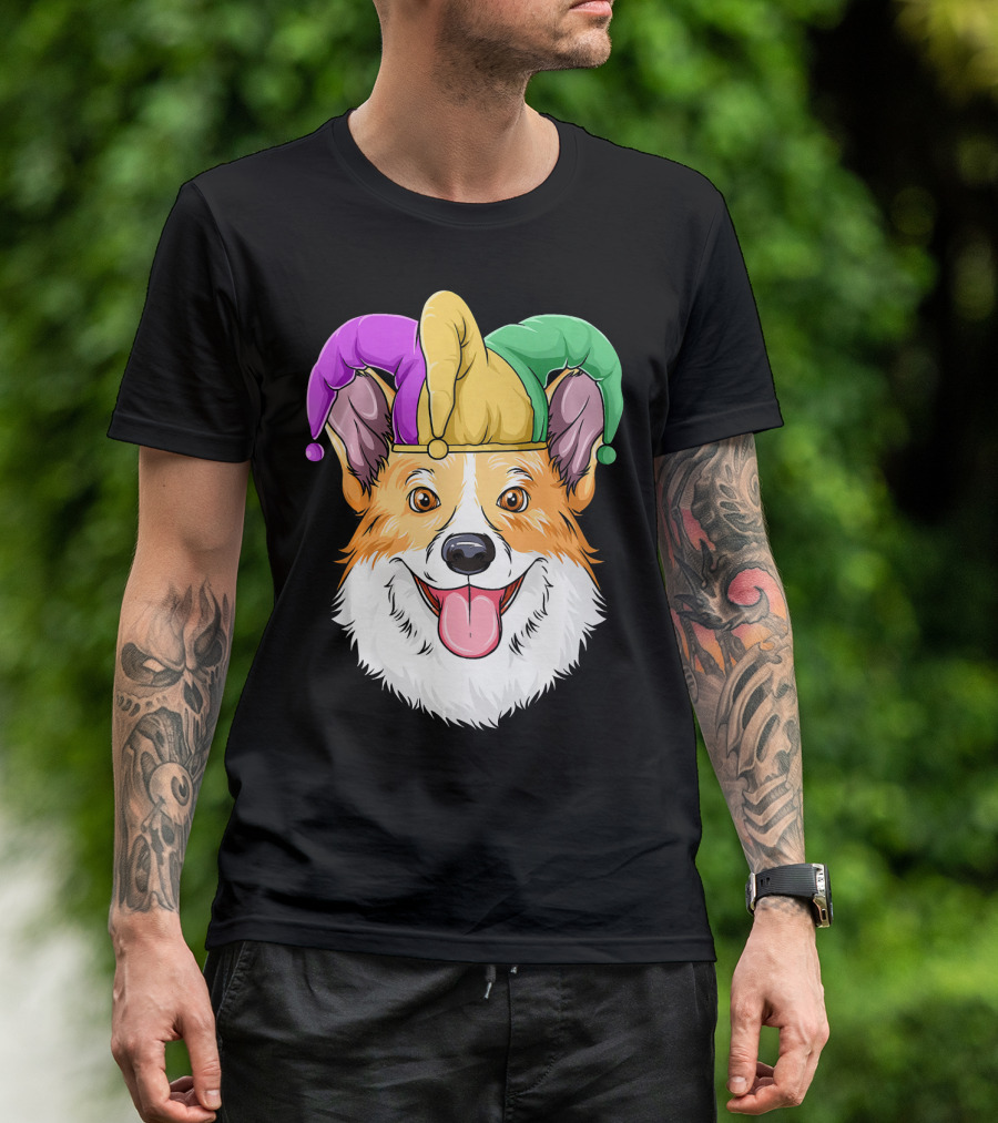 Mardi Gras Corgi Jester Hat Corgi Carnival T-Shirt