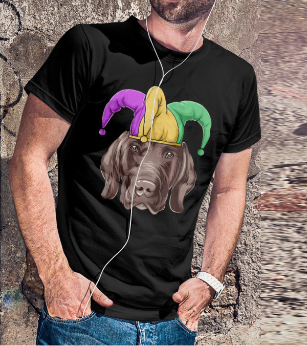 Mardi Gras Jester Dog Head Carnival Hat Pointer T-Shirt