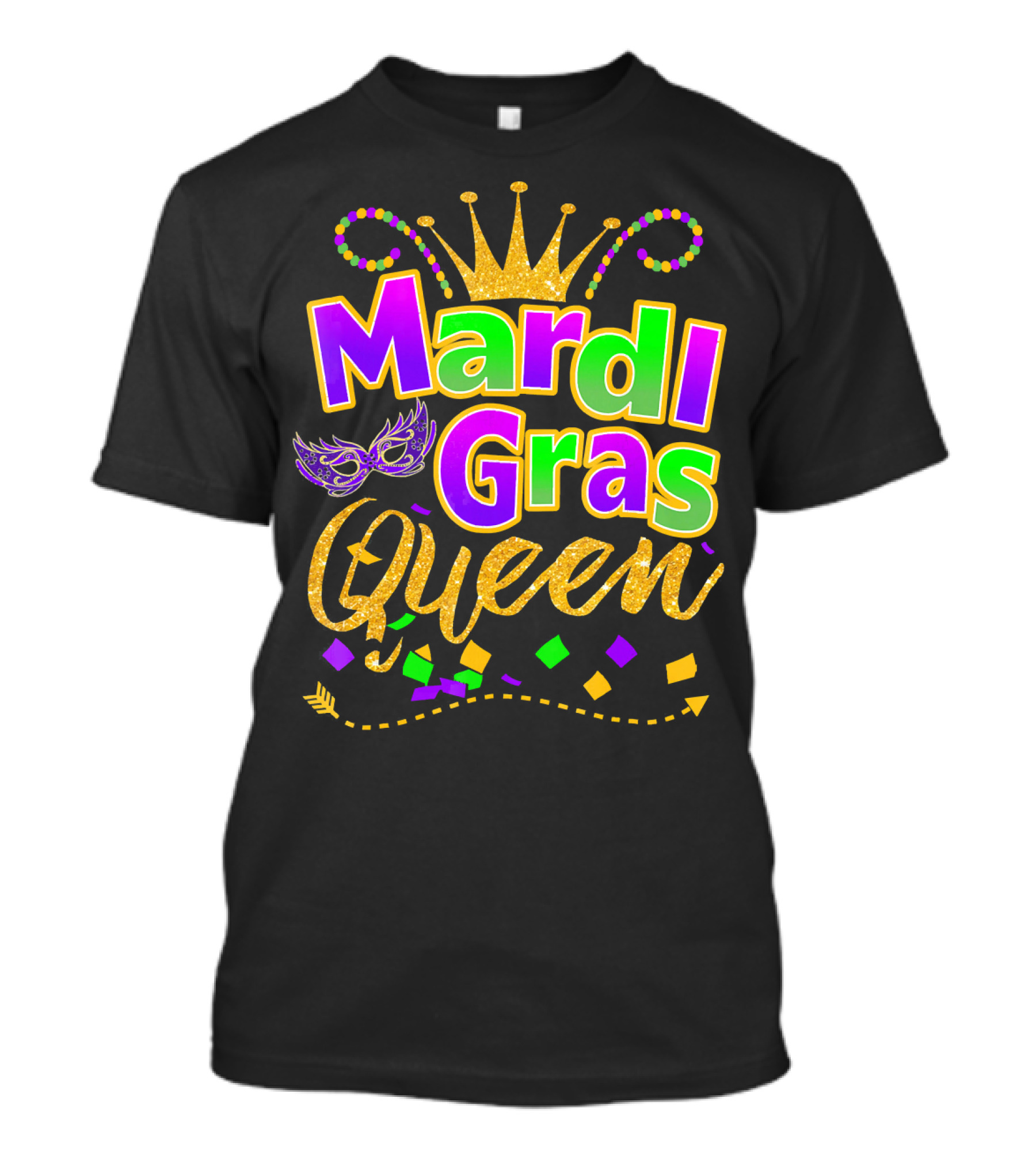 Mardi Gras Queen Crown Festival Carnival Confetti Mask T-Shirt