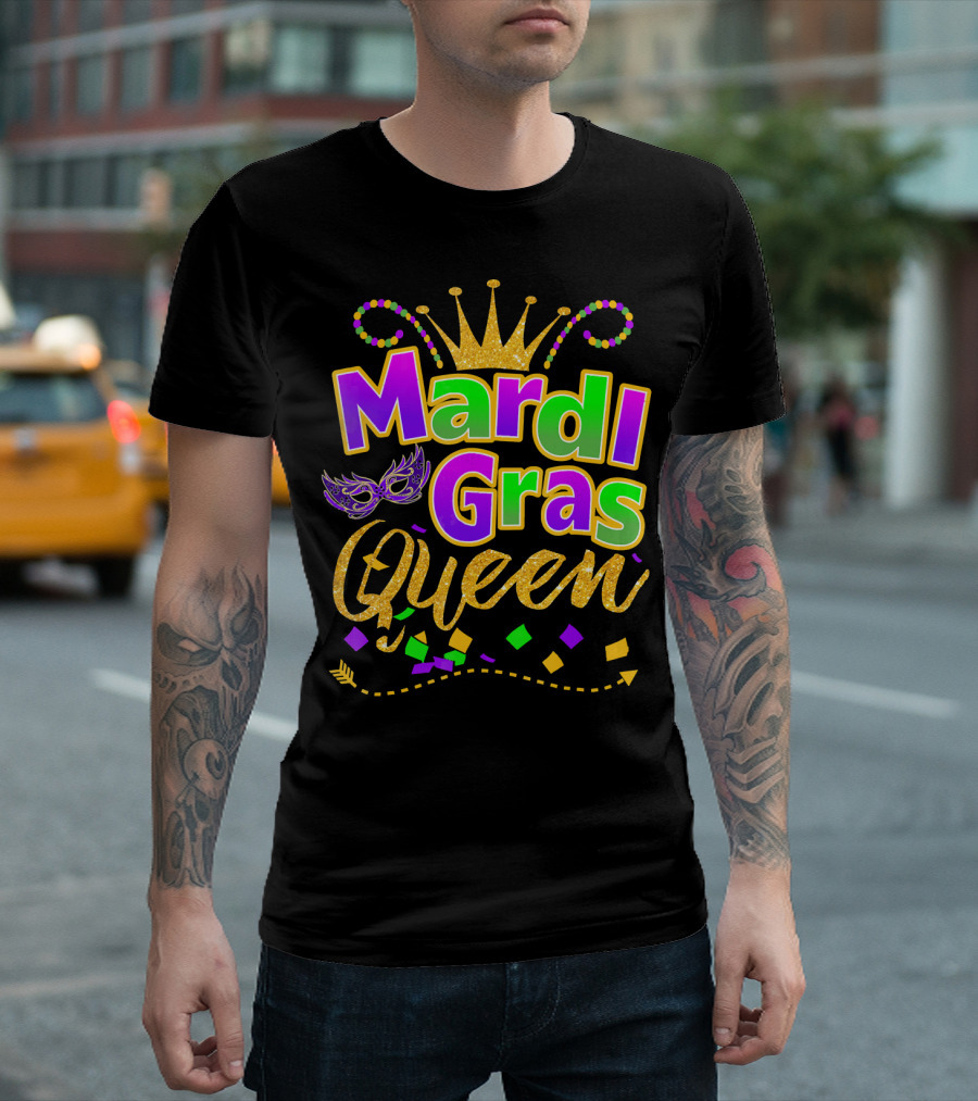 Mardi Gras Queen Crown Festival Carnival Confetti Mask T-Shirt