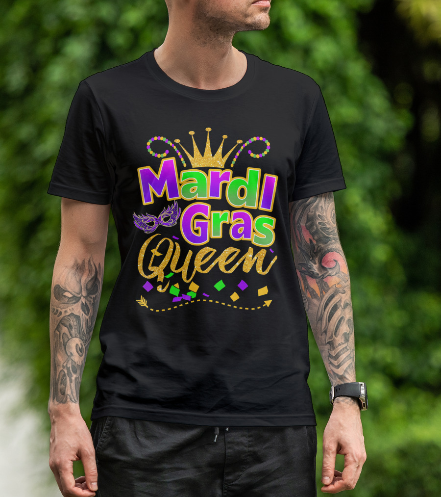 Mardi Gras Queen Crown Festival Carnival Confetti Mask T-Shirt