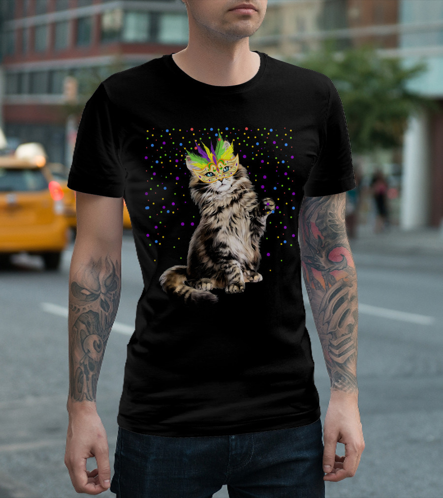 Mardi Gras Cat Mask Party In New Orleans T-Shirt