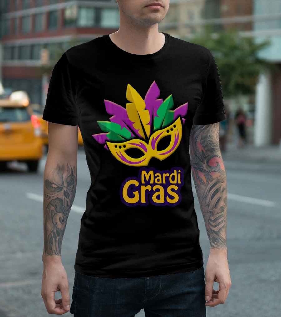 New Orleans Mardi Gras Feathered Mask Party T-Shirt