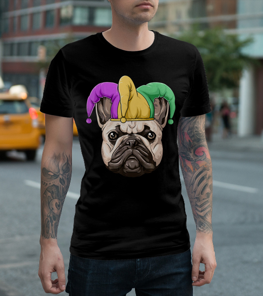 Mardi Gras Jester Hat French Bulldog T-Shirt
