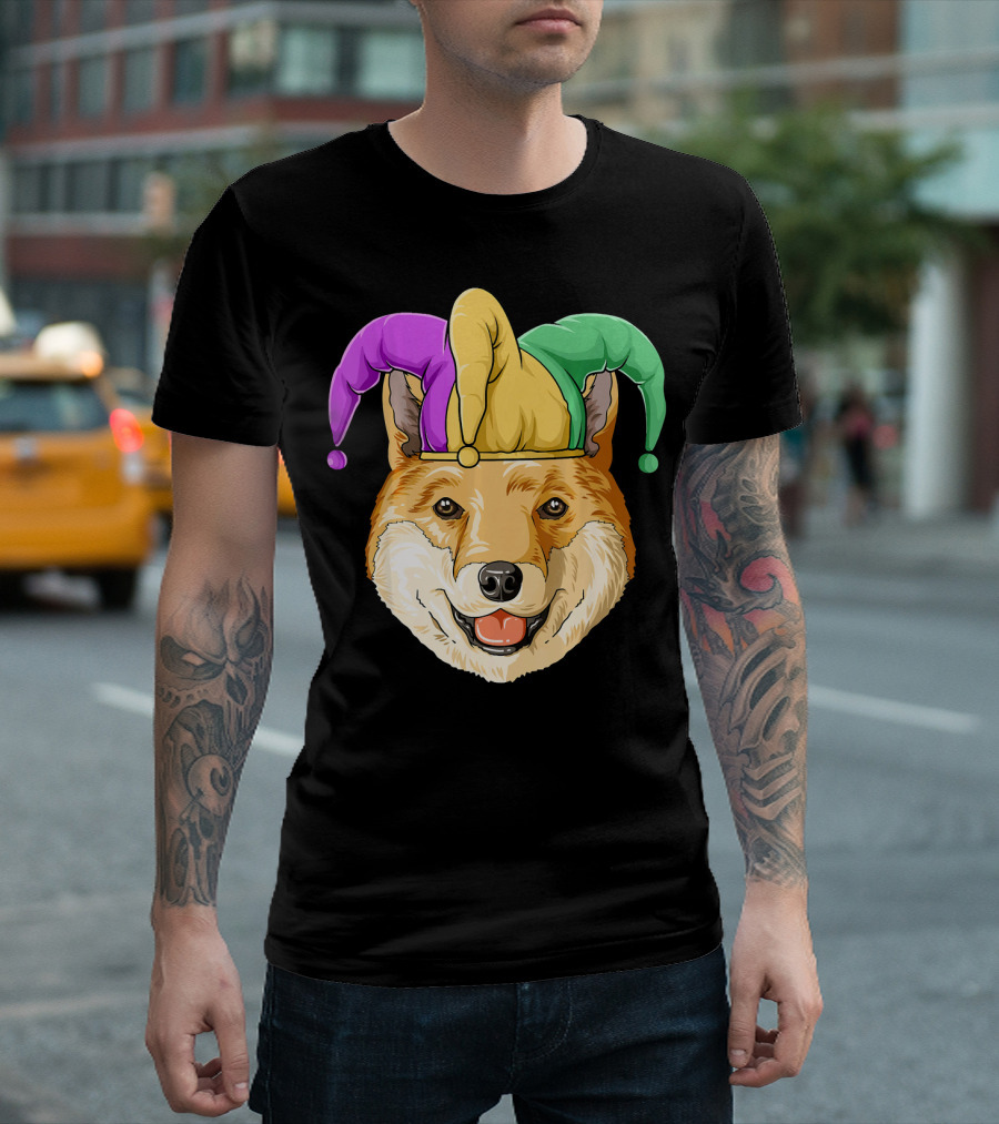 Mardi Gras Shiba Inu Jester Hat Carnival T-Shirt