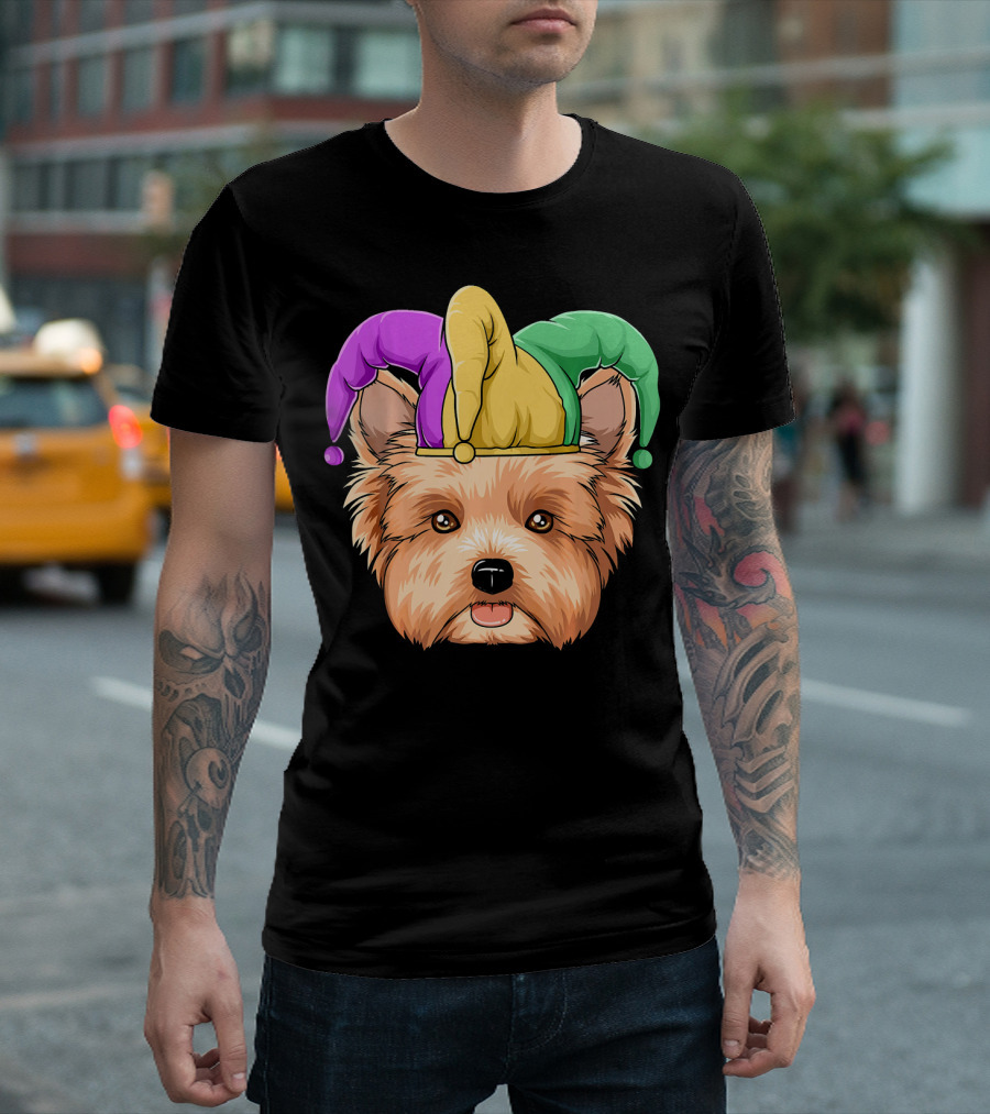 Mardi Gras Yorkshire Terrier Jester Hat Yorksh Carnival T-Shirt