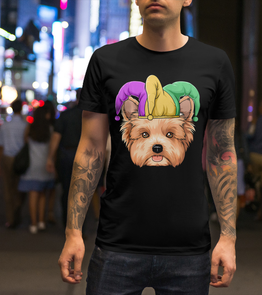 Mardi Gras Yorkshire Terrier Jester Hat Yorksh Carnival T-Shirt