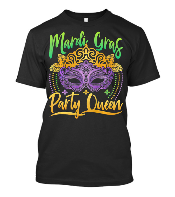 Mardi Gras Party Queen Mask Crown Fleur De Lis T-Shirt