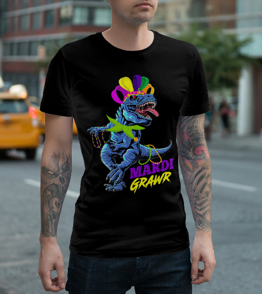 Mardi Gras T Rex Dinosaur Mardi Grawr T-Shirt