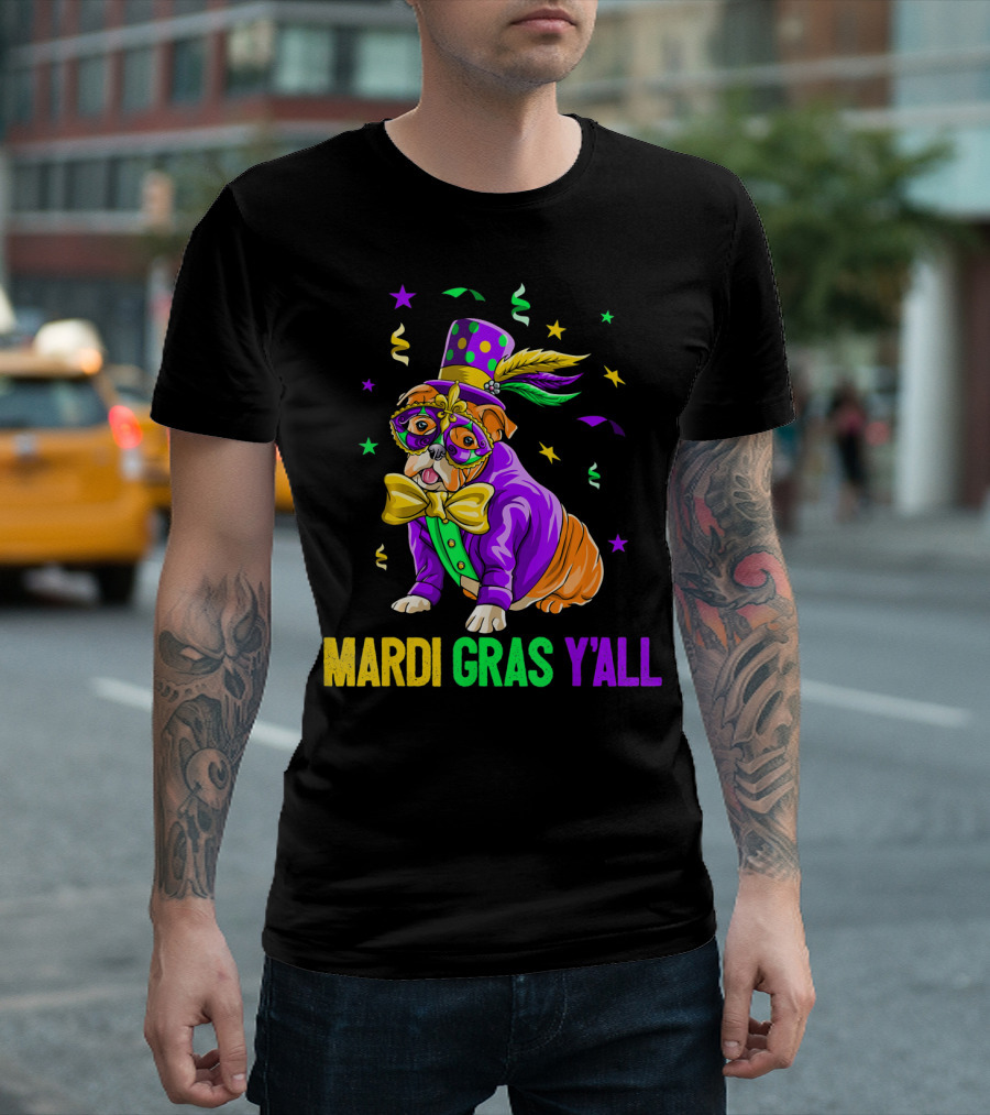 Bulldog Mardi Gras Y'all Celebration Festivities T-Shirt
