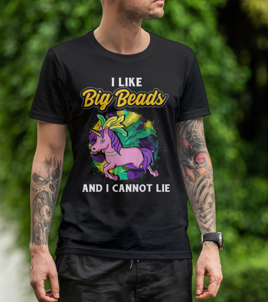 I Like Big Beads And I Cannot Lie Kids Funny Mardi Gras Pink And Pur T-Shirt