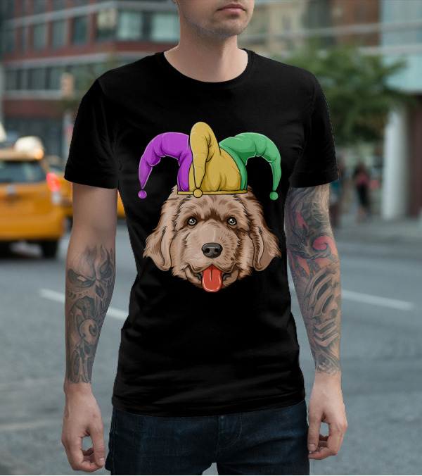Mardi Gras Jester Newfoundland Dog Hat T-Shirt