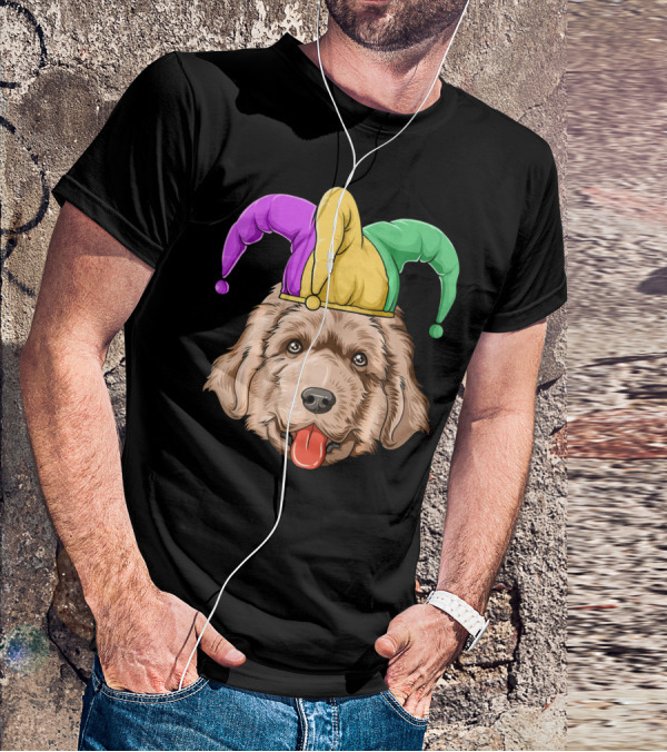 Mardi Gras Jester Newfoundland Dog Hat T-Shirt
