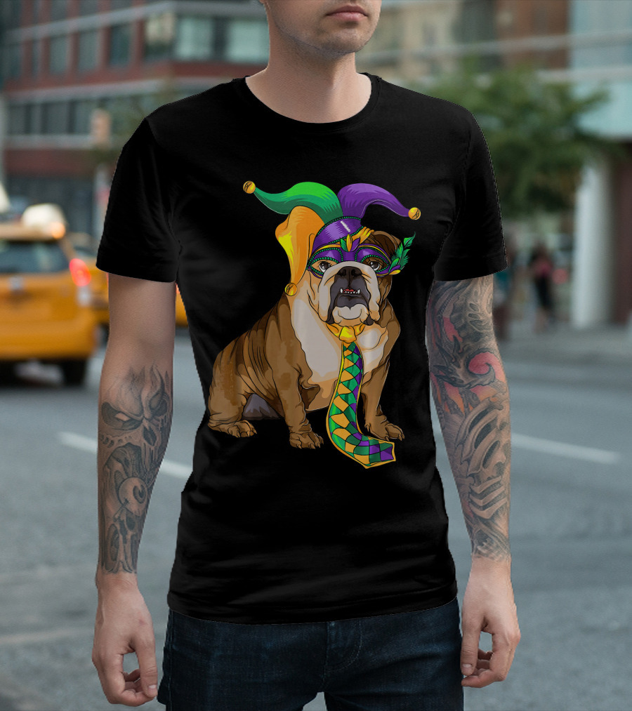 Mardi Gras Jester English Bulldog Fat Tuesday T-Shirt