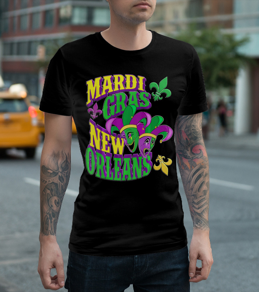 Mardi Gras Masks New Orleans Fleur-de-Lis Parade T-Shirt
