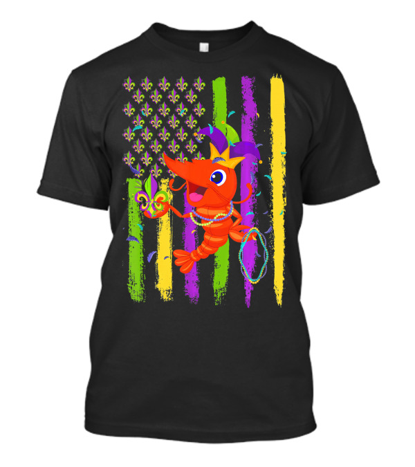 Carnival Crawfish American Mardi Gras Fleur-de-Lis Festive Colors T-Shirt