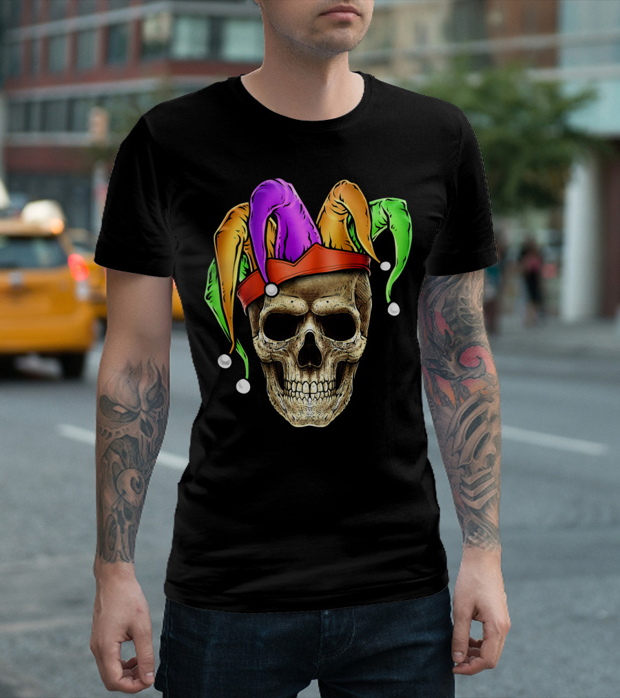 Skull Mardi Gras Jester Joker Carnival Hat T-Shirt