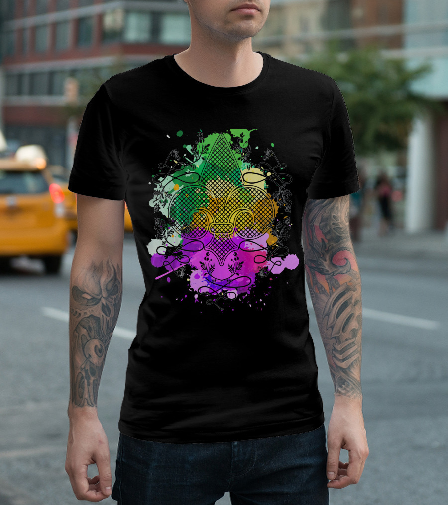 Fleur De Lis Mardi Gras Carnival Colors T-Shirt