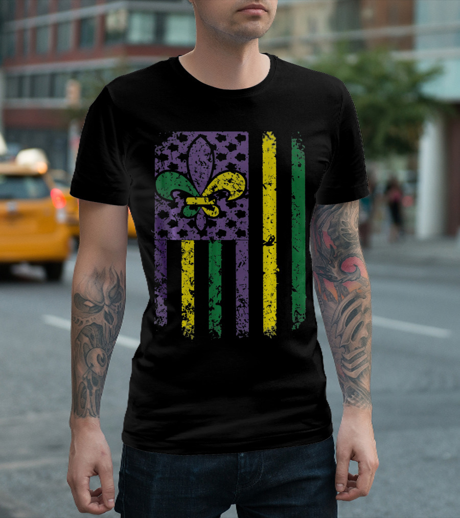 Mardi Gras Flag Fleur-de-Lis New Orleans T-Shirt