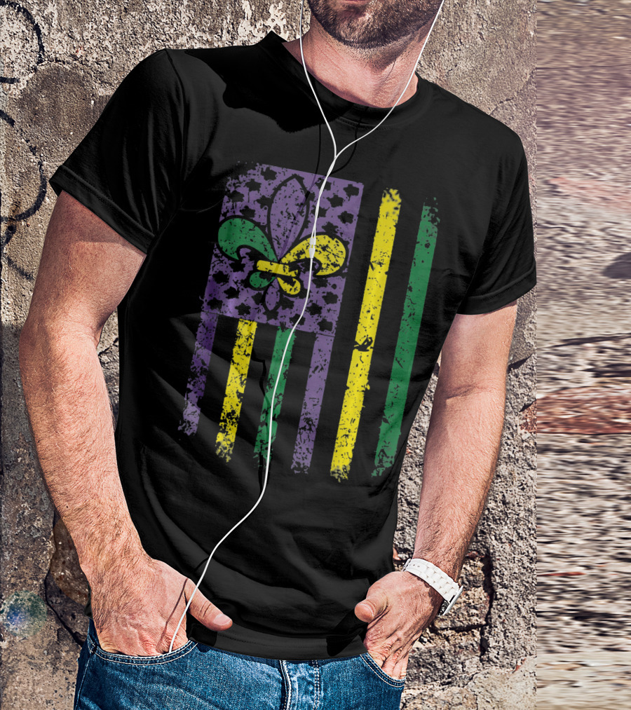 Mardi Gras Flag Fleur-de-Lis New Orleans T-Shirt