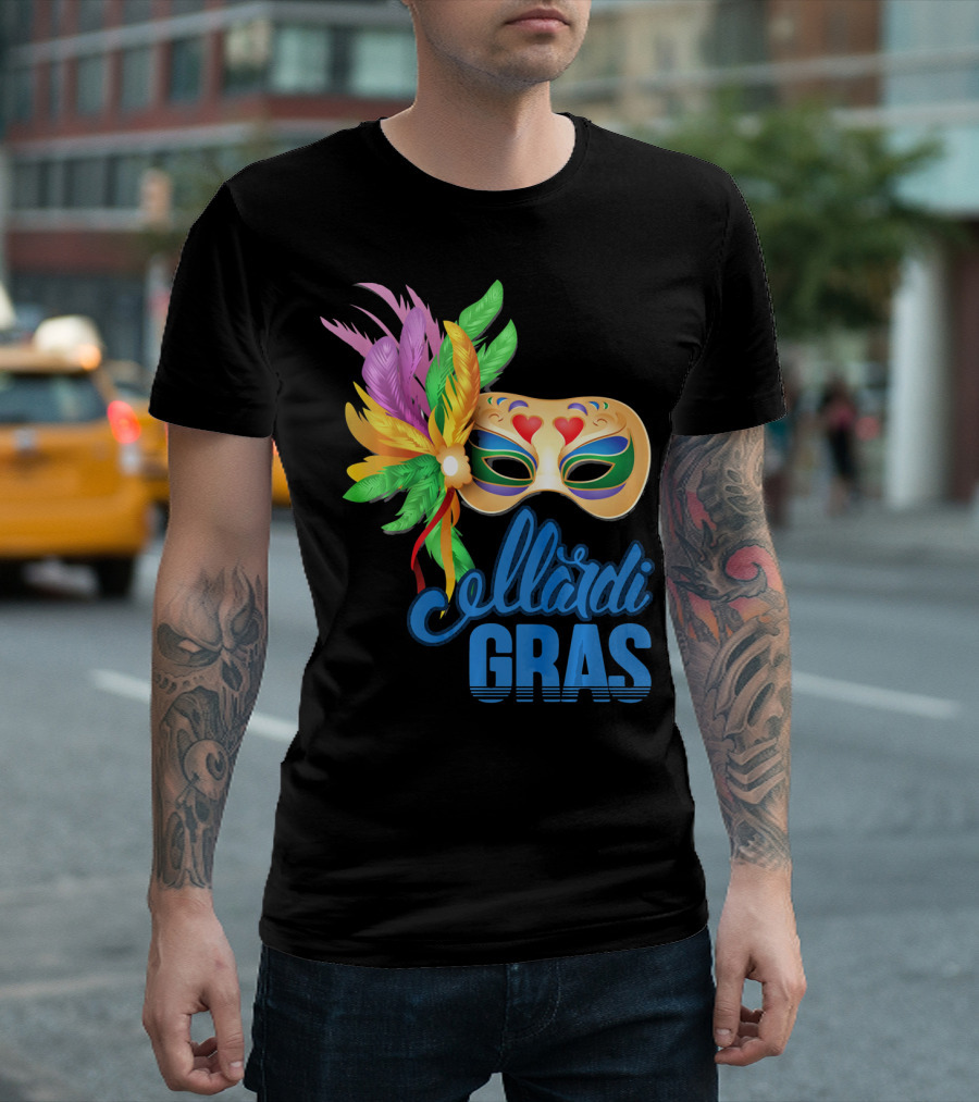 Mardi Gras Mask Colorful Feathers T-Shirt