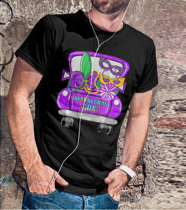Mardi Gras Squad Truck Festive Masks And Beads T-Shirt