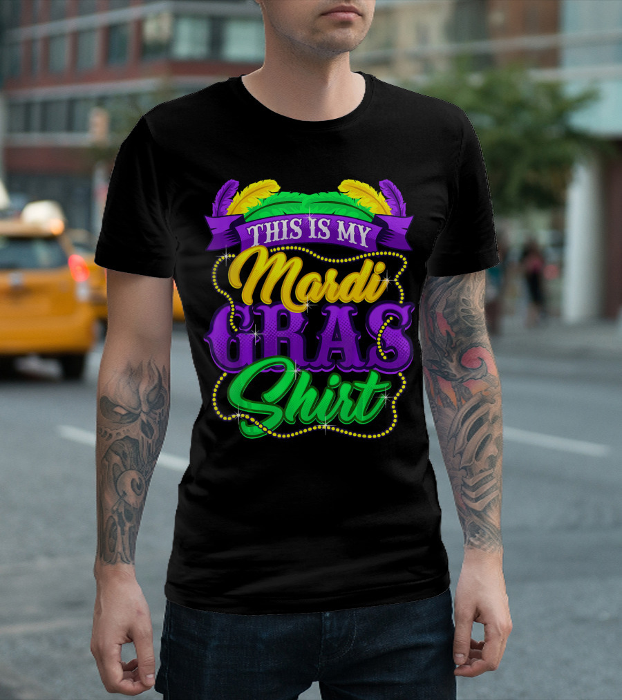 This Is My Mardi Gras Shirt with Beads and Parade Elements T-Shirt