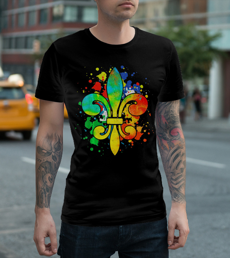 Mardi Gras New Orleans Colorful Fleur De Lis T-Shirt