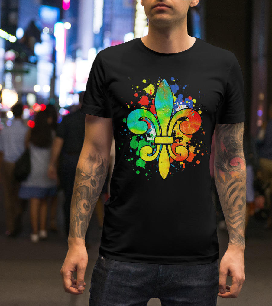 Mardi Gras New Orleans Colorful Fleur De Lis T-Shirt