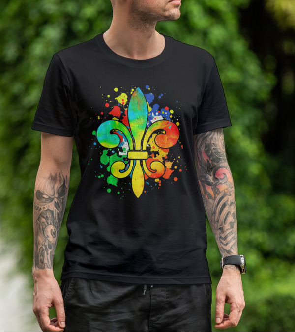 Mardi Gras New Orleans Colorful Fleur De Lis T-Shirt