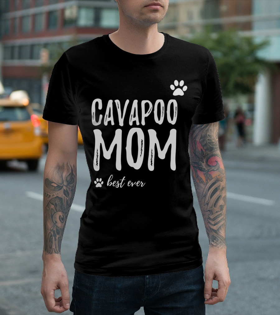 Cavapoo Mom Best Ever Paw Prints T-Shirt