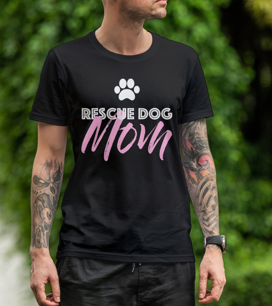 Rescue Dog Mom Paw Print Cute Shelter Dog T-Shirt