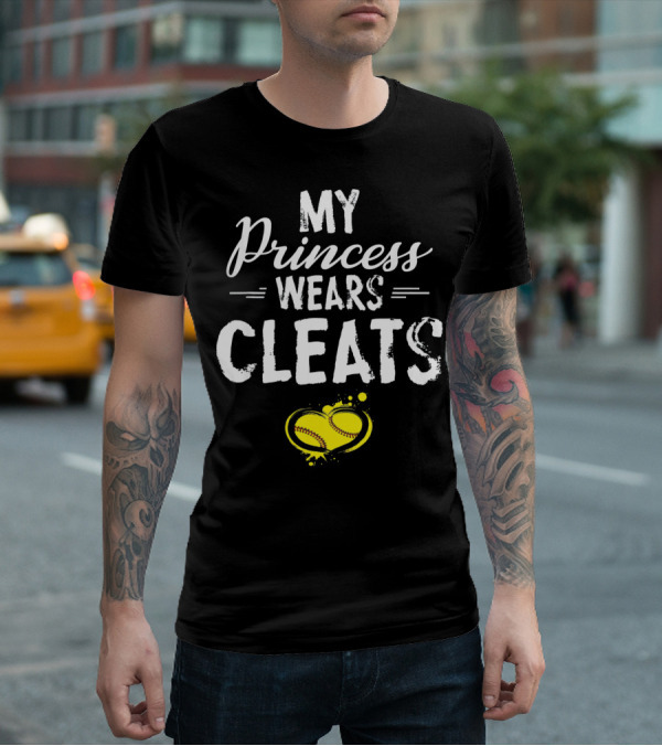 My Princess Wears Cleats Heart Softball T-Shirt