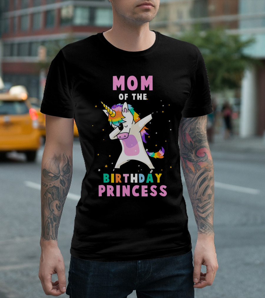 Mom of the Birthday Princess Dab Unicorn T-Shirt