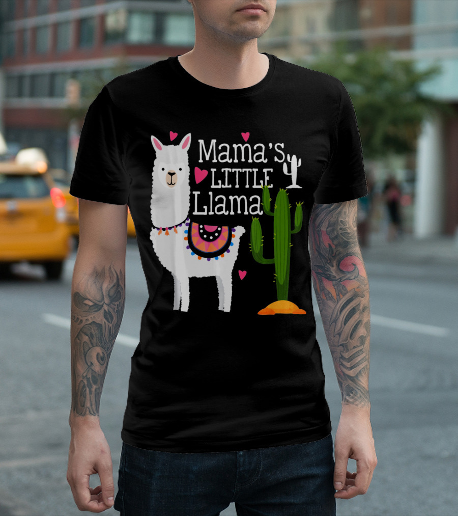 Mama's Little Llama Cute Heart Cactus T-Shirt