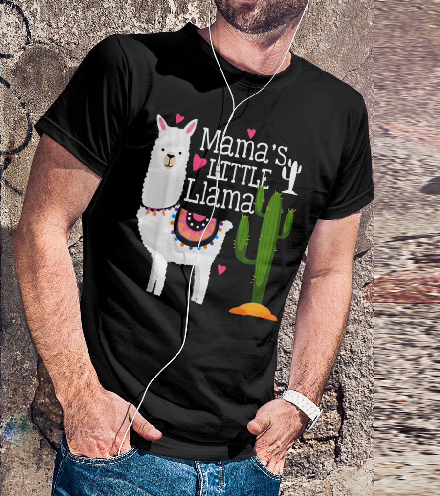 Mama's Little Llama Cute Heart Cactus T-Shirt