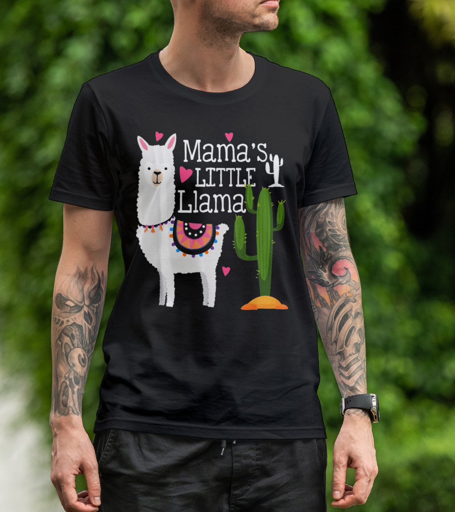 Mama's Little Llama Cute Heart Cactus T-Shirt