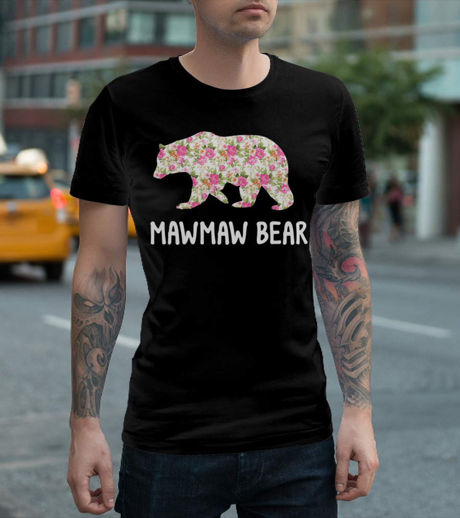 Mawmaw Bear Floral Grandmother T-Shirt