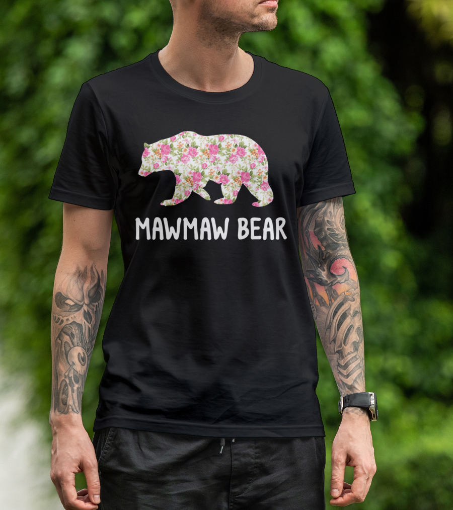 Mawmaw Bear Floral Grandmother T-Shirt