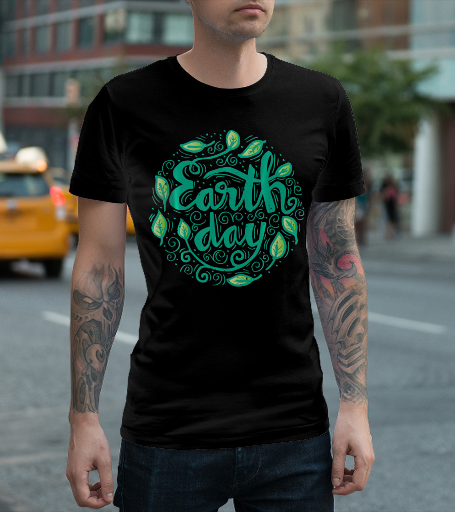Earth Day Green Leaf Swirl T-Shirt